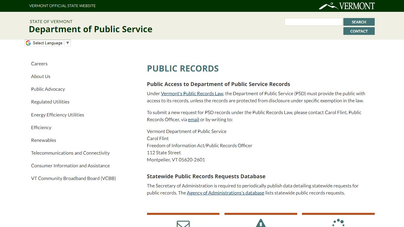 Public Records - Vermont Public Service Department